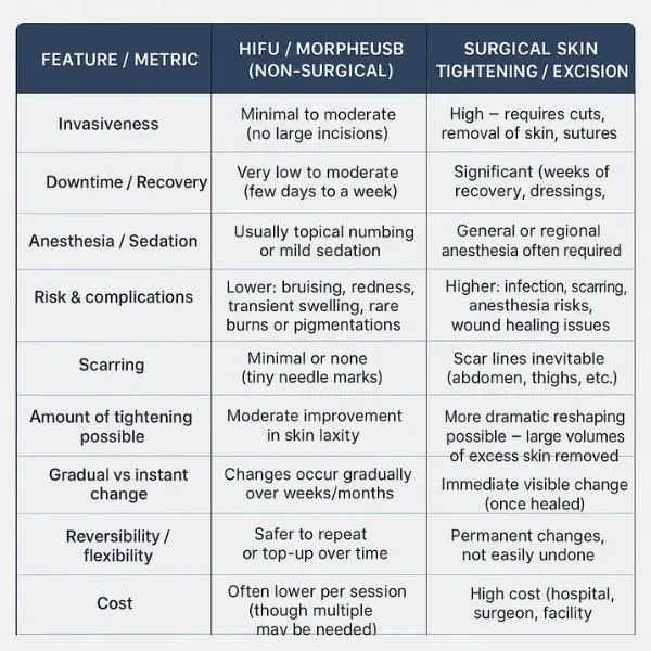 Lost the Weight but Not the Loose Skin? 3 A table showing the benefits of Lipo Sculpt Braintree treatments to combat loose skin.